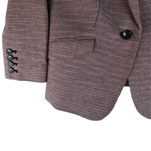 The Limited Women's Blazer in Woven Tweed Red-Orange Black White Career Medium - Picture 5 of 9
